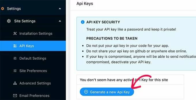 Generate API keys